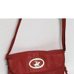 Beverly Hills Polo Club Red Crossbody Bag with Logo Emblem